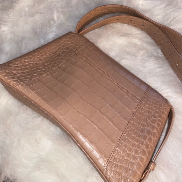 Balenciaga Hourglass  Embossed Croc Shoulder Bag - Picture 14 of 16